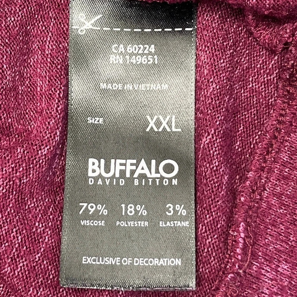 Buffalo David Bitton Womens Dark-magenta XXL Long Sleeve Viscose Blend - Picture 4 of 9